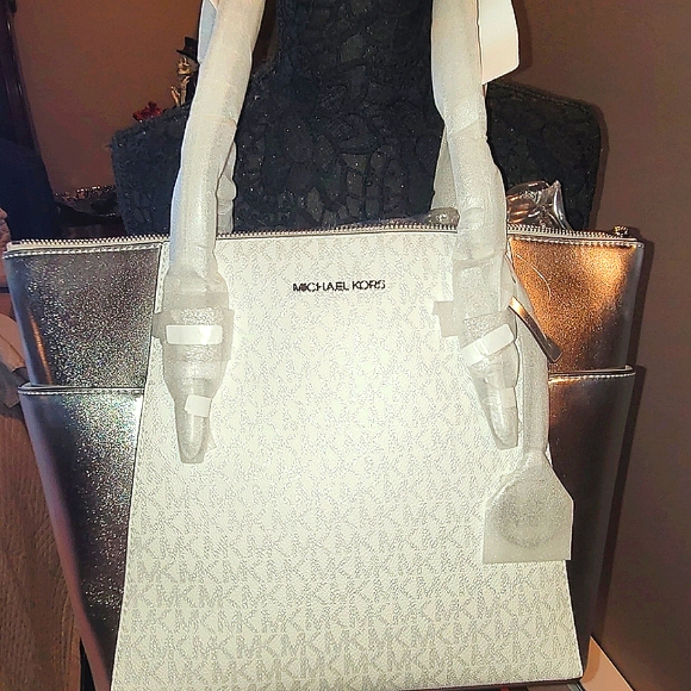 Michael Kors Silver and Gray Women's Bag